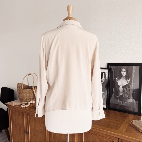 100% SILK BUTTON DOWN VINTAGE TOP #0352 - Picture 9 of 9